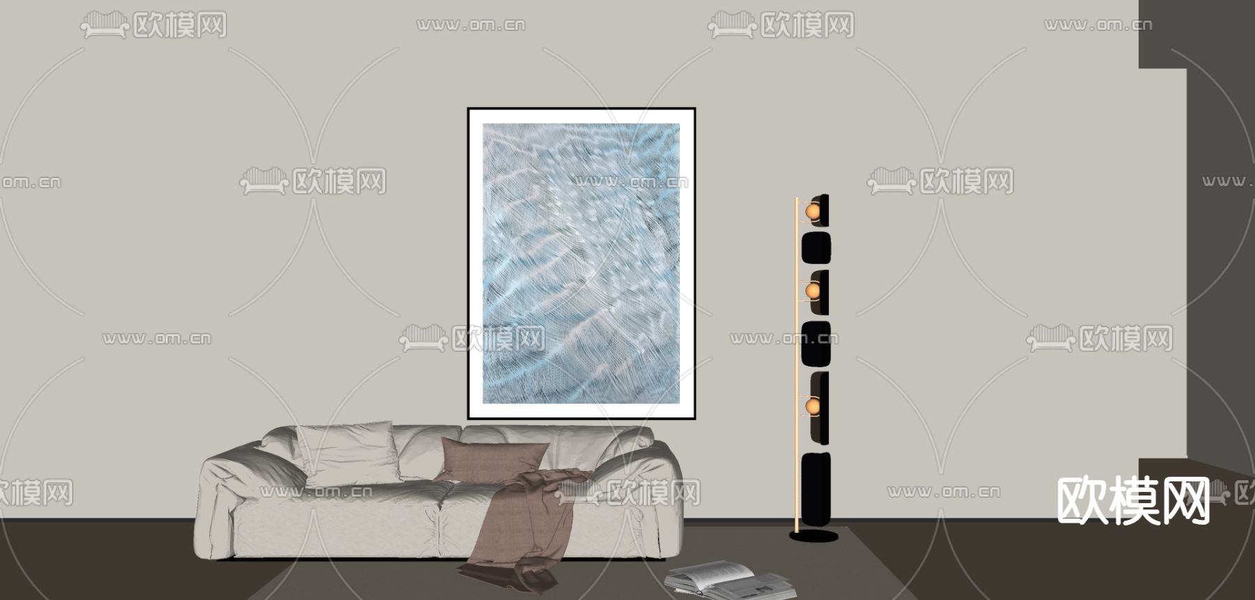 现代装饰画su模型下载（渲染图1）