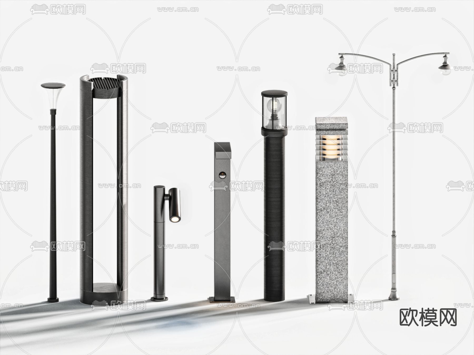 现代户外灯 路灯 地灯 庭院灯 洗墙灯su模型下载（渲染图2）