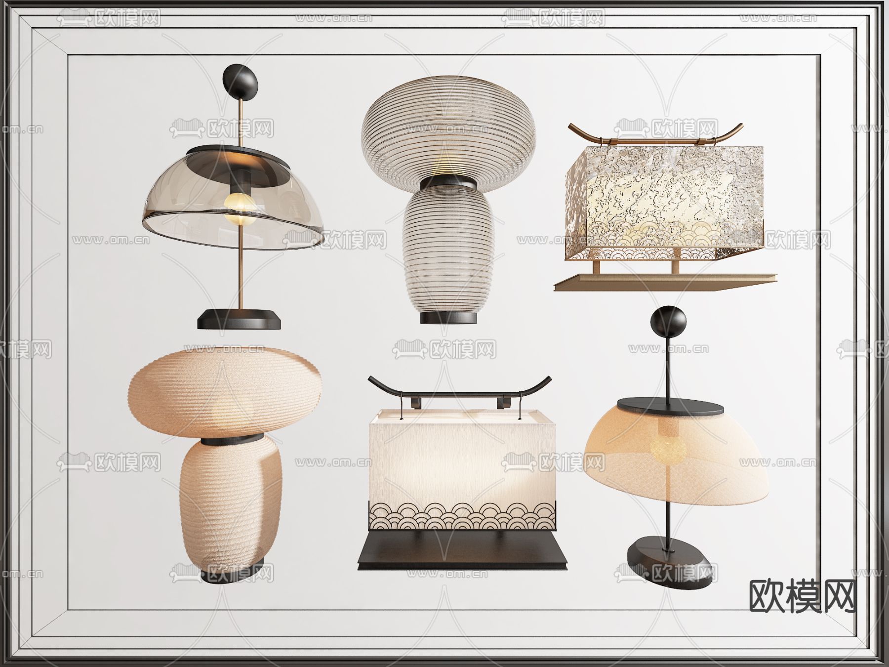 新中式台灯su模型下载（渲染图2）