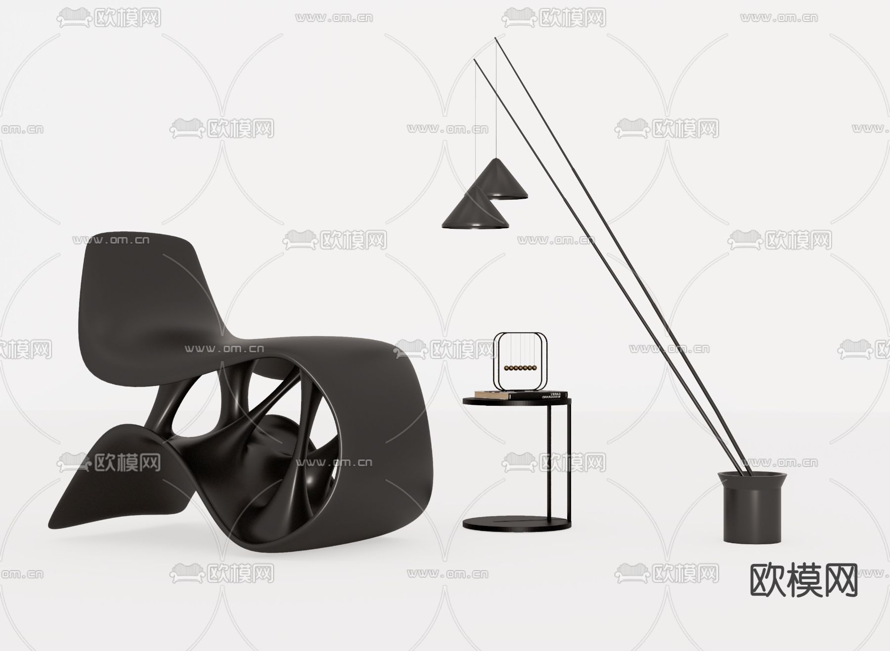 休闲椅 边几su模型下载（渲染图2）