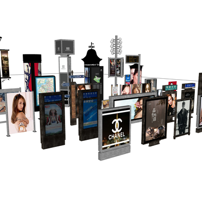  指示牌 广告牌显示屏su模型 