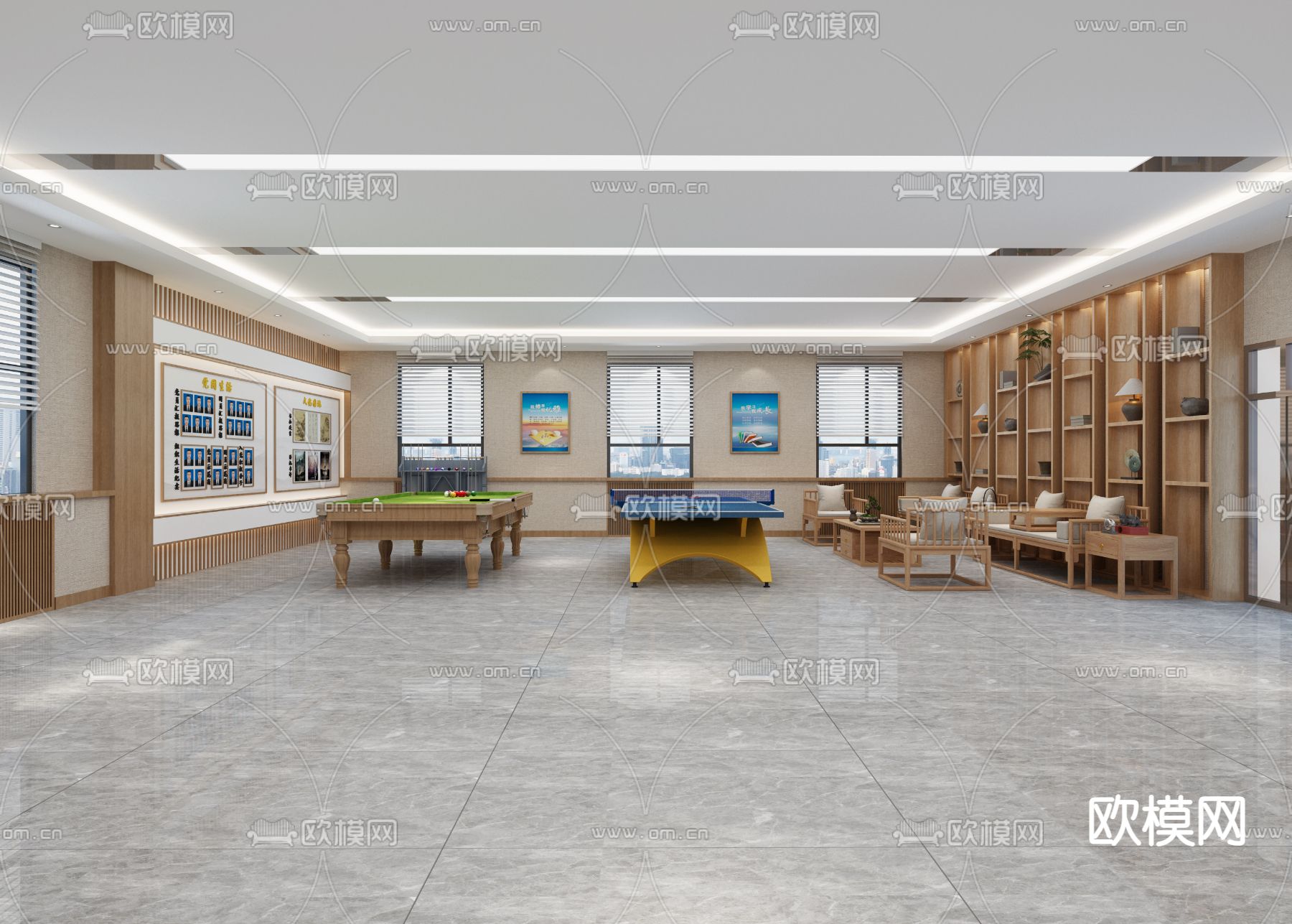 党建活动室3d模型下载（渲染图1）