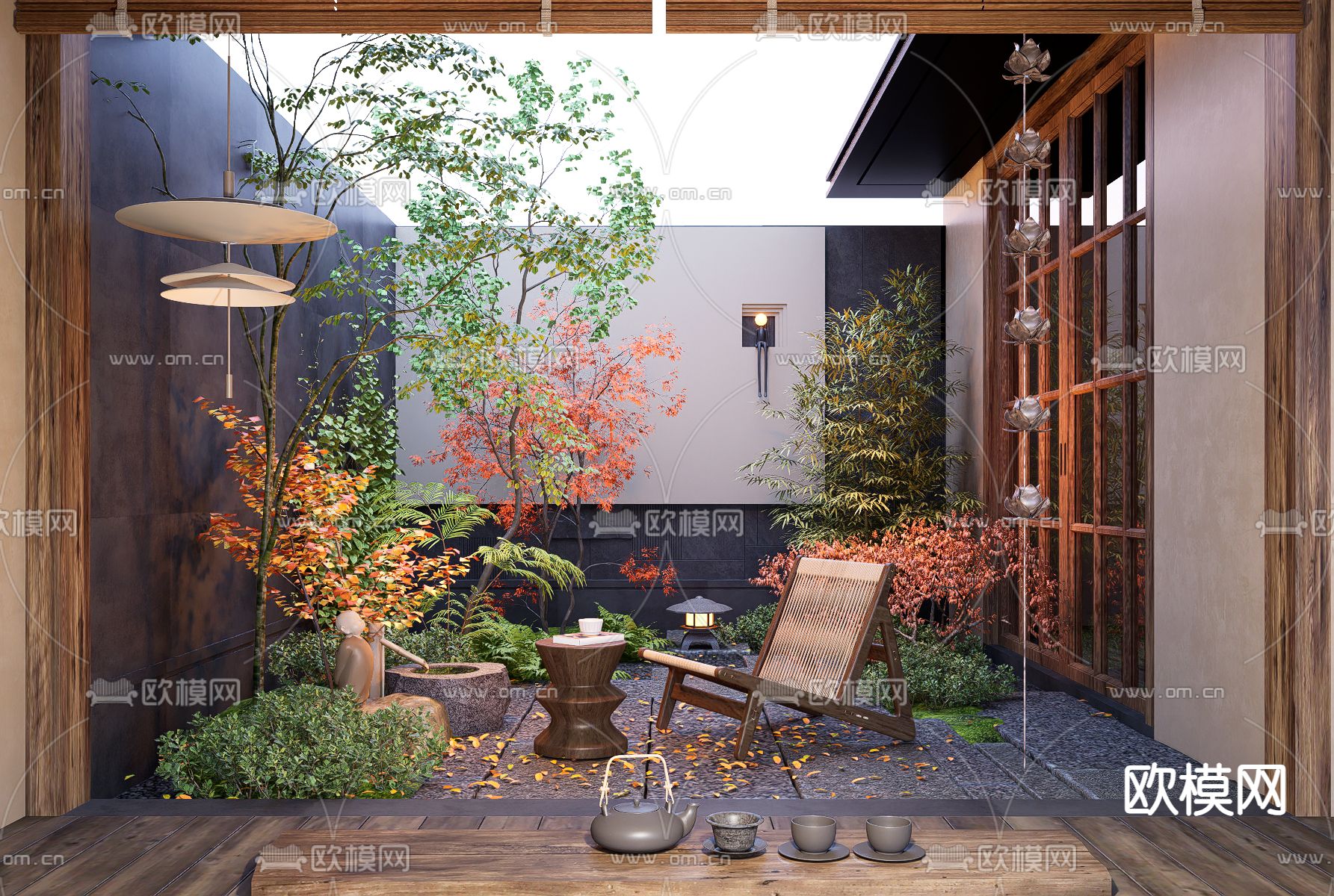 日式庭院景观su模型下载（渲染图2）