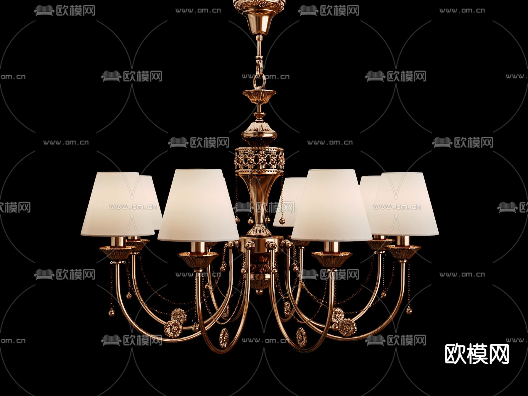 美式吊灯 中古风吊灯3d模型下载
