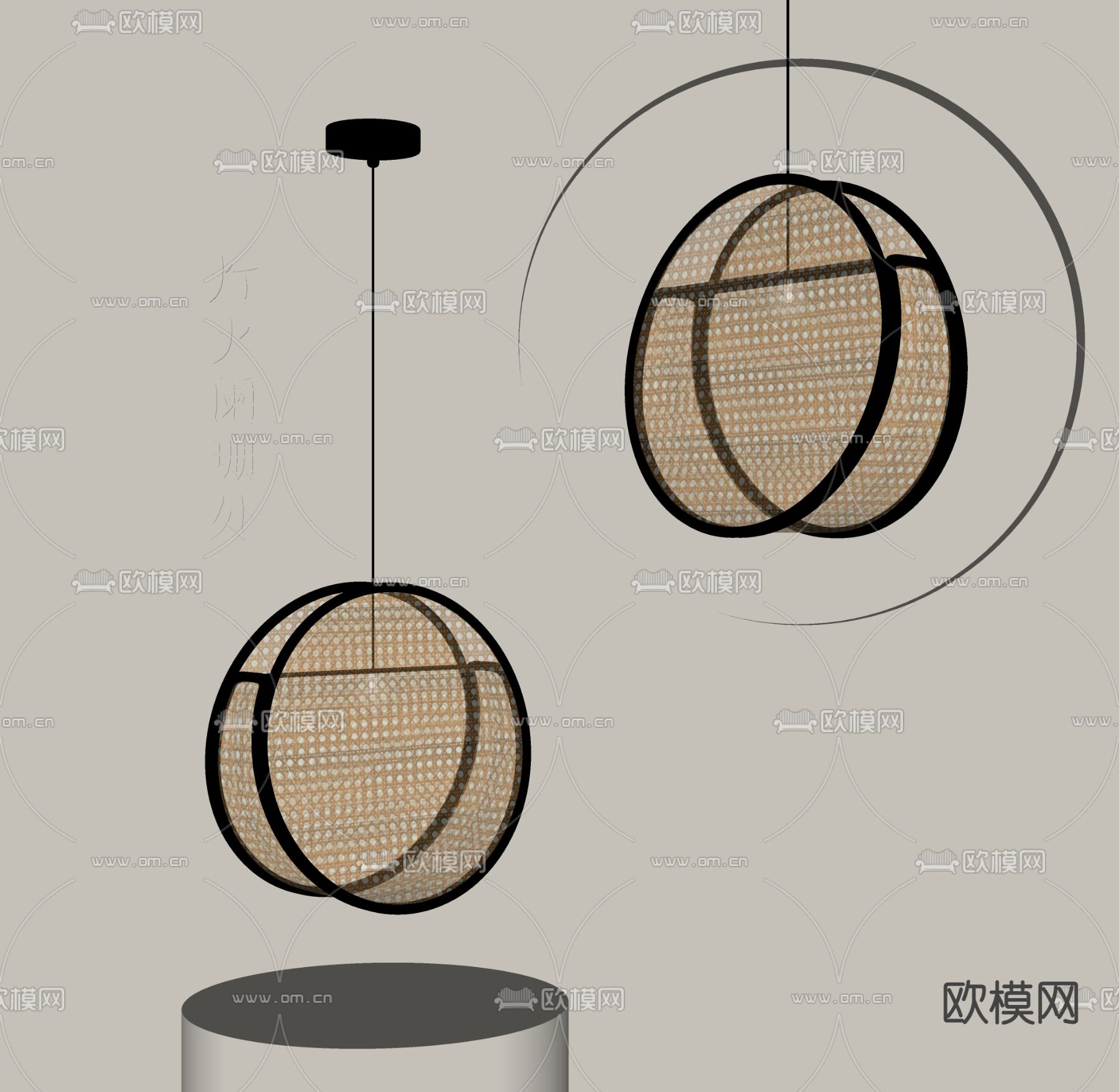 侘寂风吊灯su模型