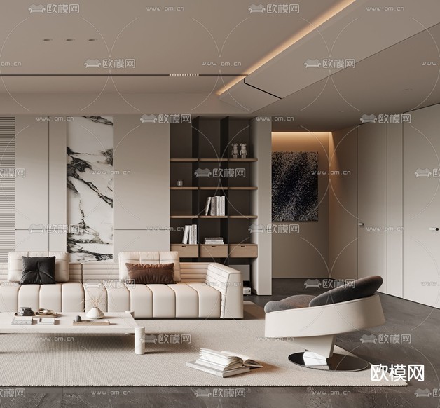 Minotti 现代客厅3d模型下载(渲染图3)