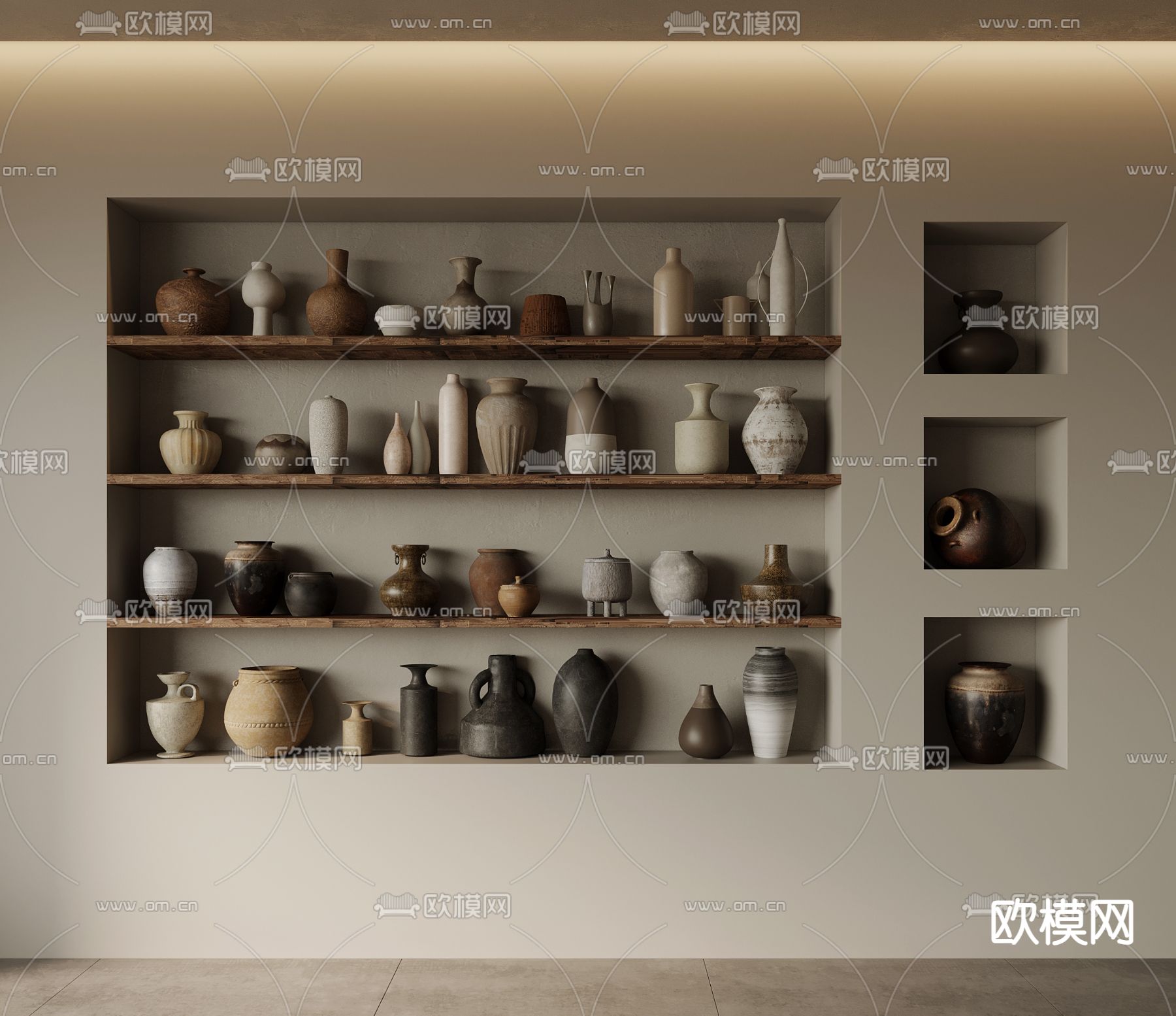 侘寂风陶罐 摆件su模型下载（渲染图2）