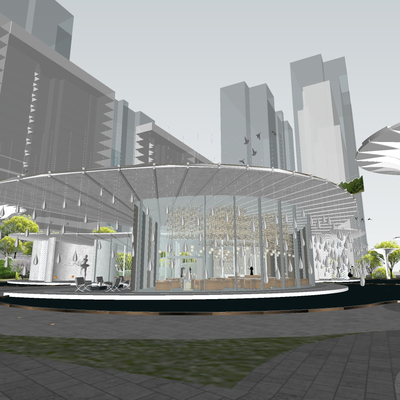  现代售楼部su模型 