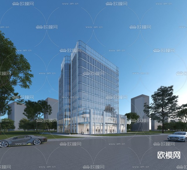 现代写字楼 办公楼外观3d模型下载