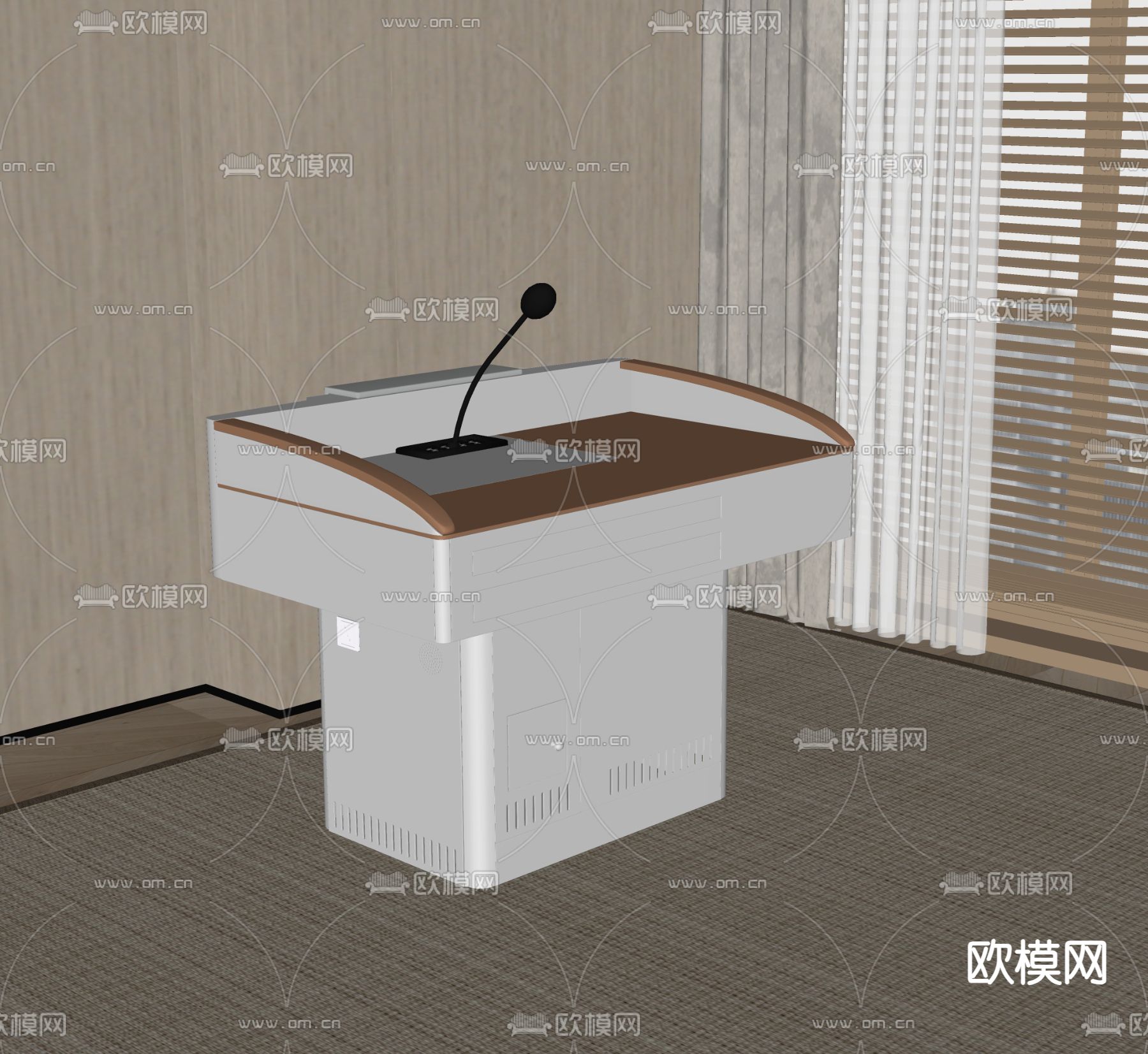 现代讲台 演讲台su模型下载（渲染图1）