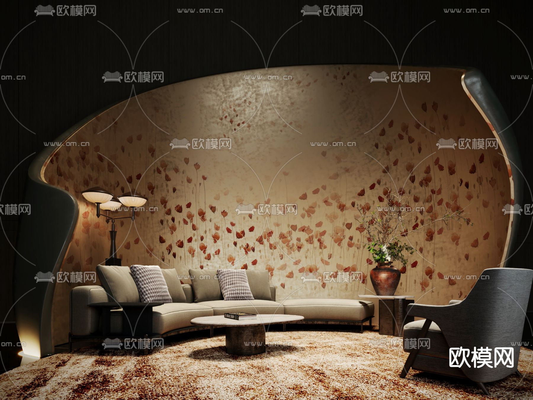 组合沙发 卡座沙发3d模型下载