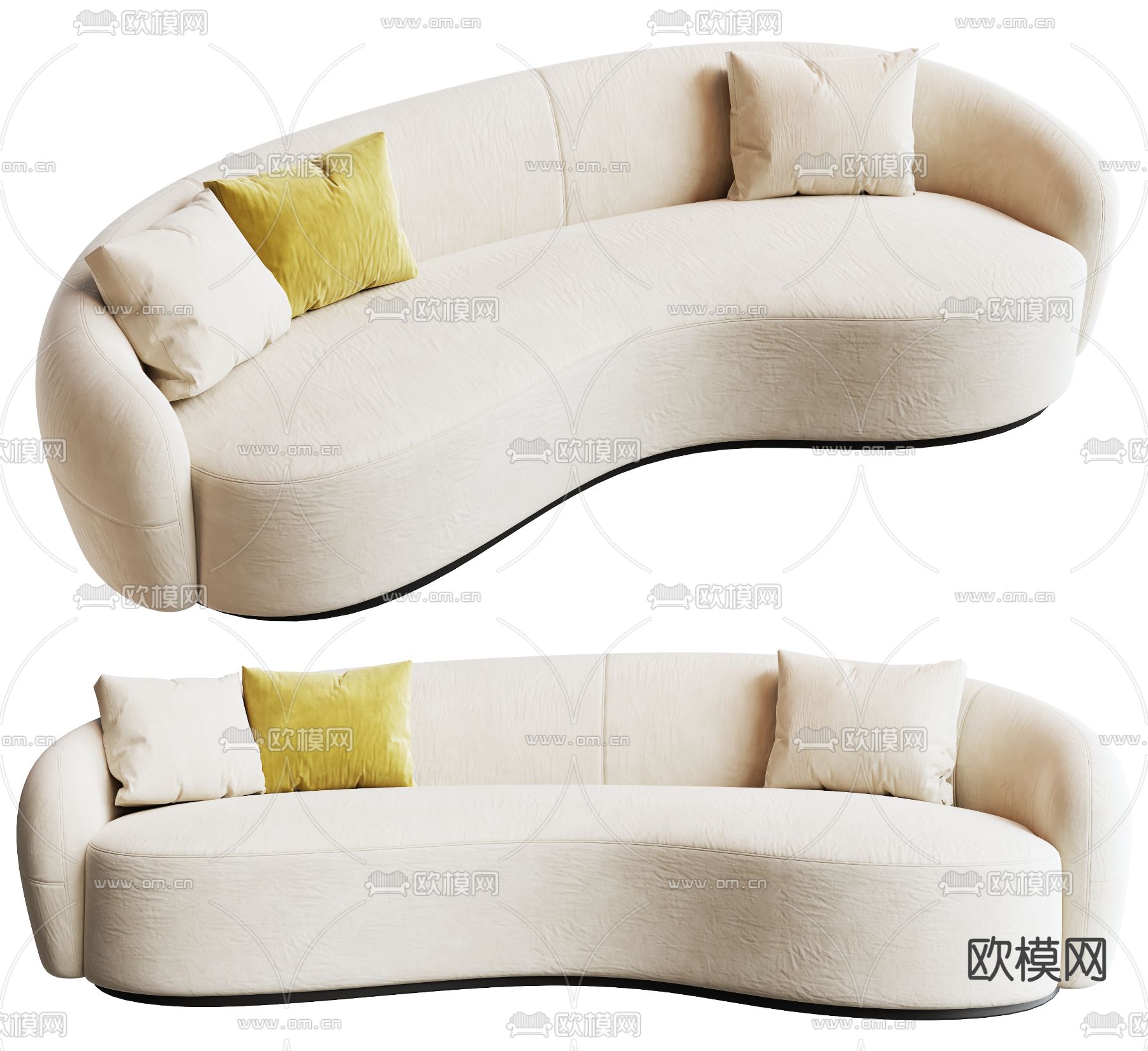 奶油风沙发 弧形沙发3d模型下载