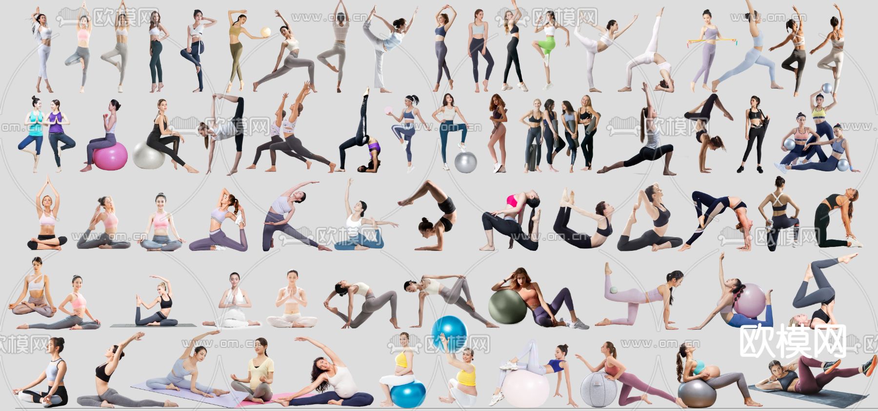2D瑜伽人物 瑜伽美女 普拉提人物su模型下载