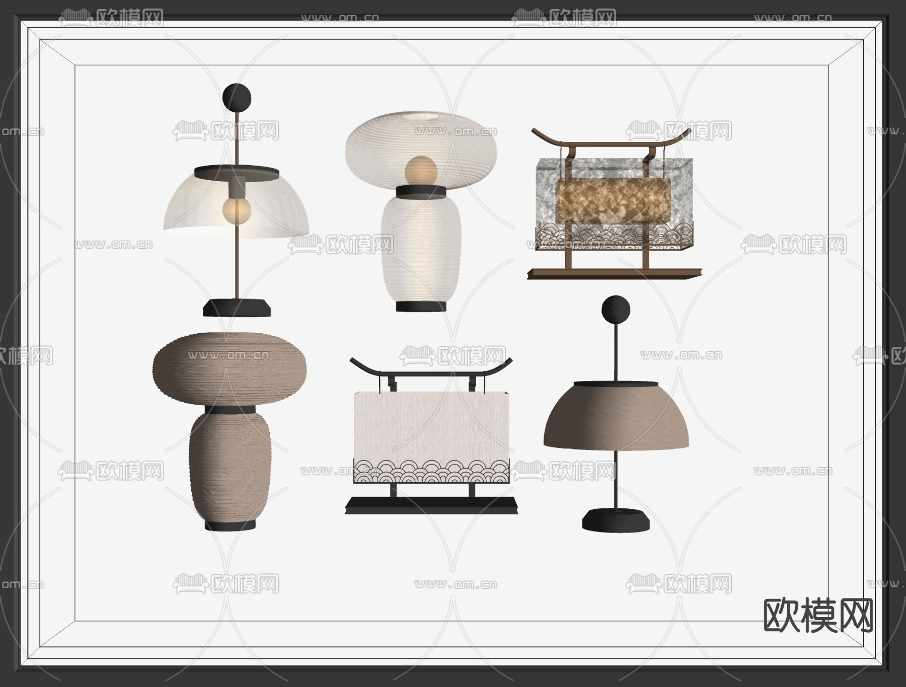新中式台灯su模型下载（渲染图1）