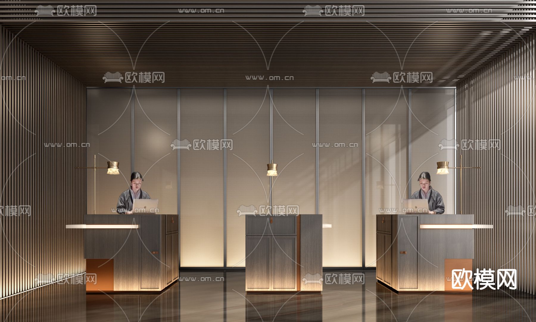 前台 接待台su模型下载（渲染图4）