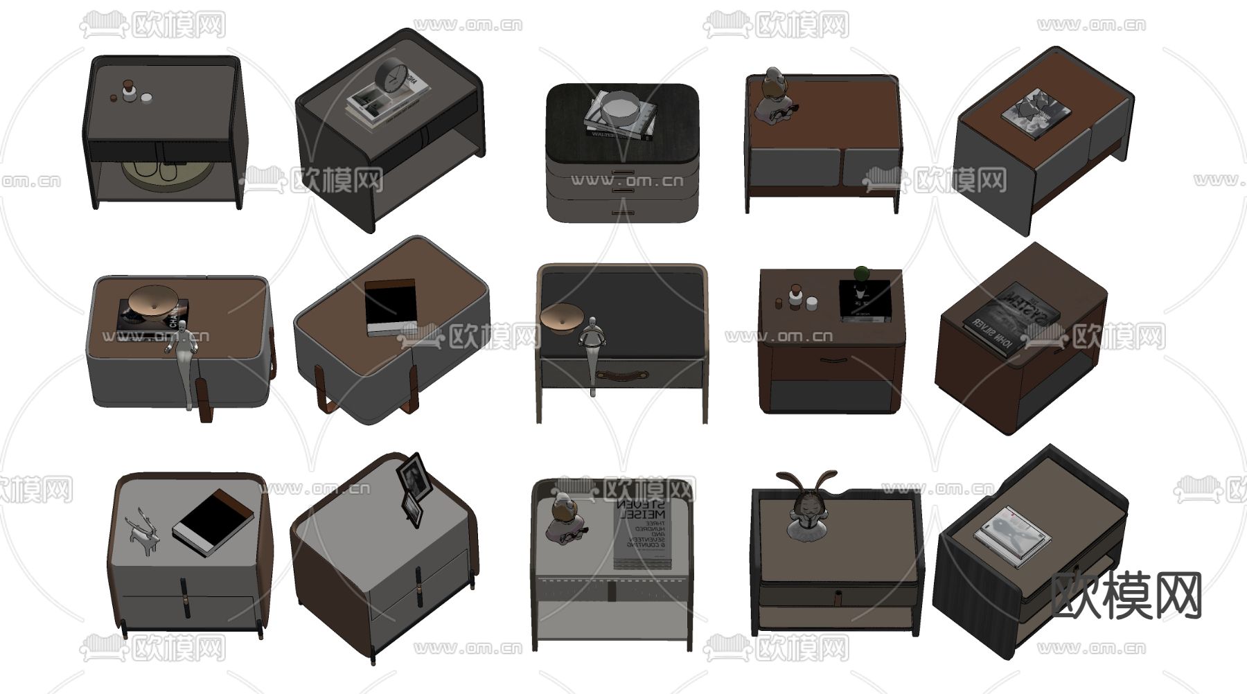 现代床头柜 边柜 装饰柜su模型下载（渲染图3）