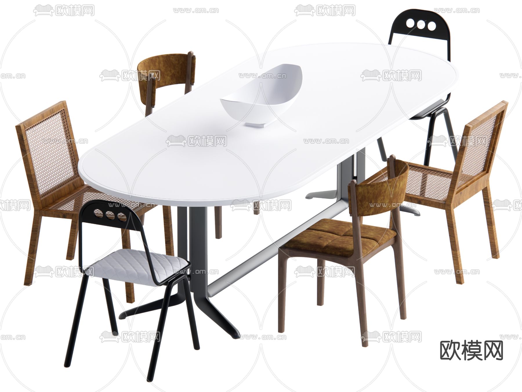 工业风餐桌椅su模型下载（渲染图1）