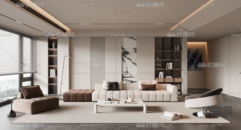Minotti 现代客厅3d模型下载(渲染图1)