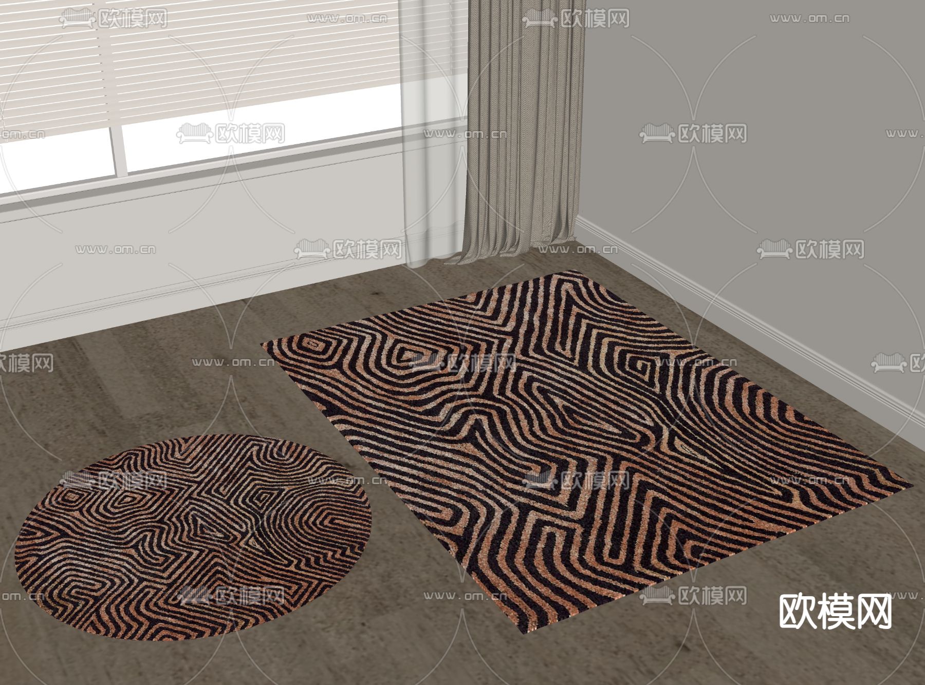 现代地毯su模型下载（渲染图1）