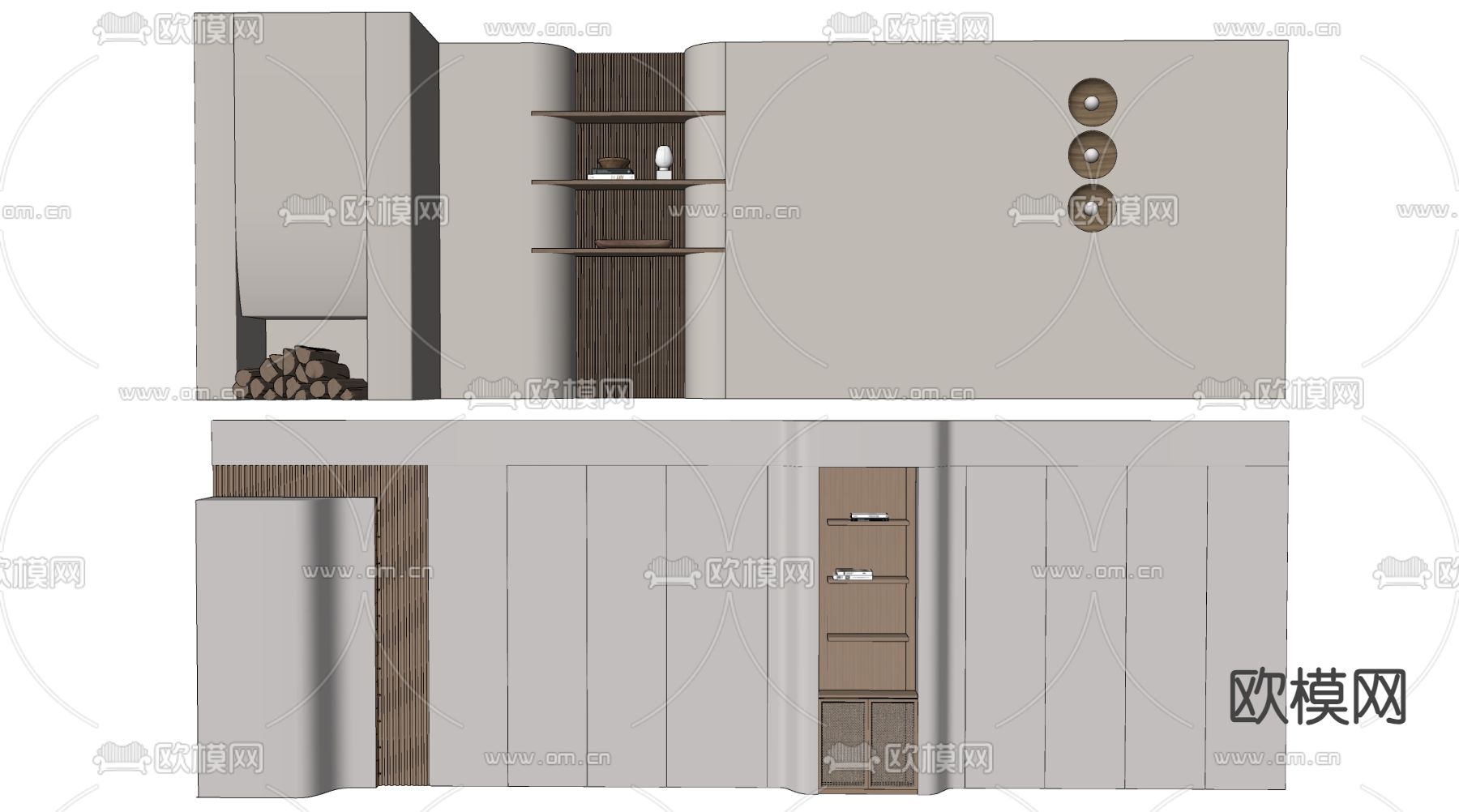 沙发背景墙su模型下载（渲染图3）