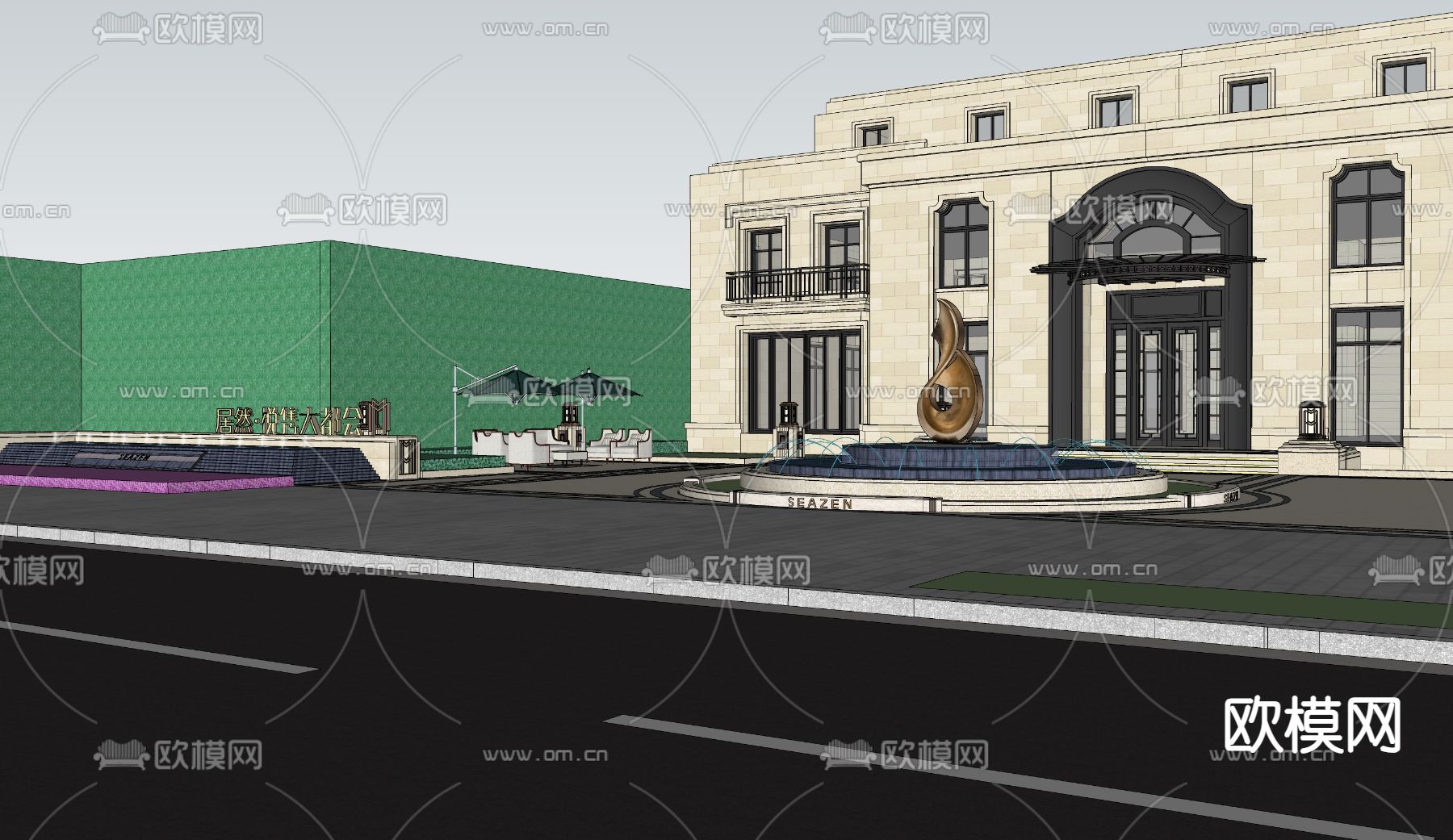 示范区 售楼处外观su模型下载