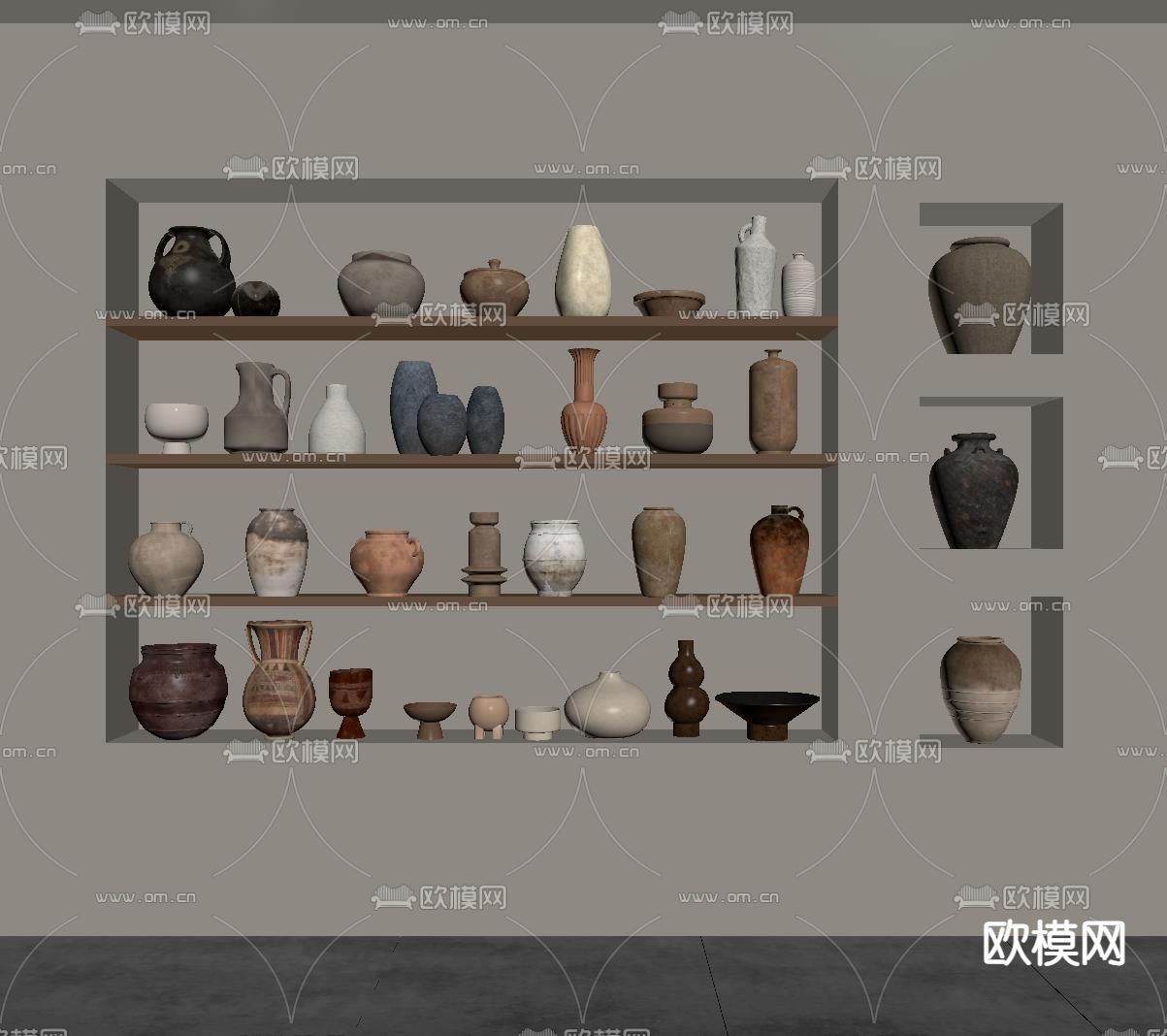 侘寂风陶罐 摆件su模型下载（渲染图1）