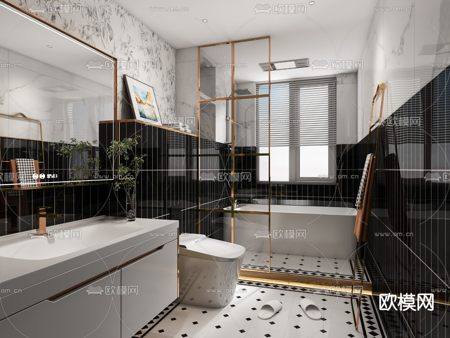 轻奢卫生间 浴室3d模型下载