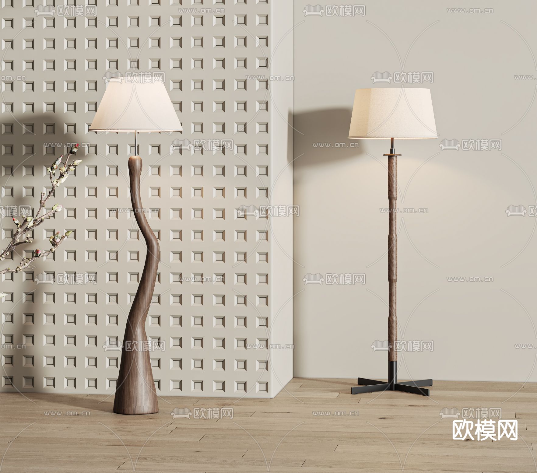 侘寂落地灯3d模型下载