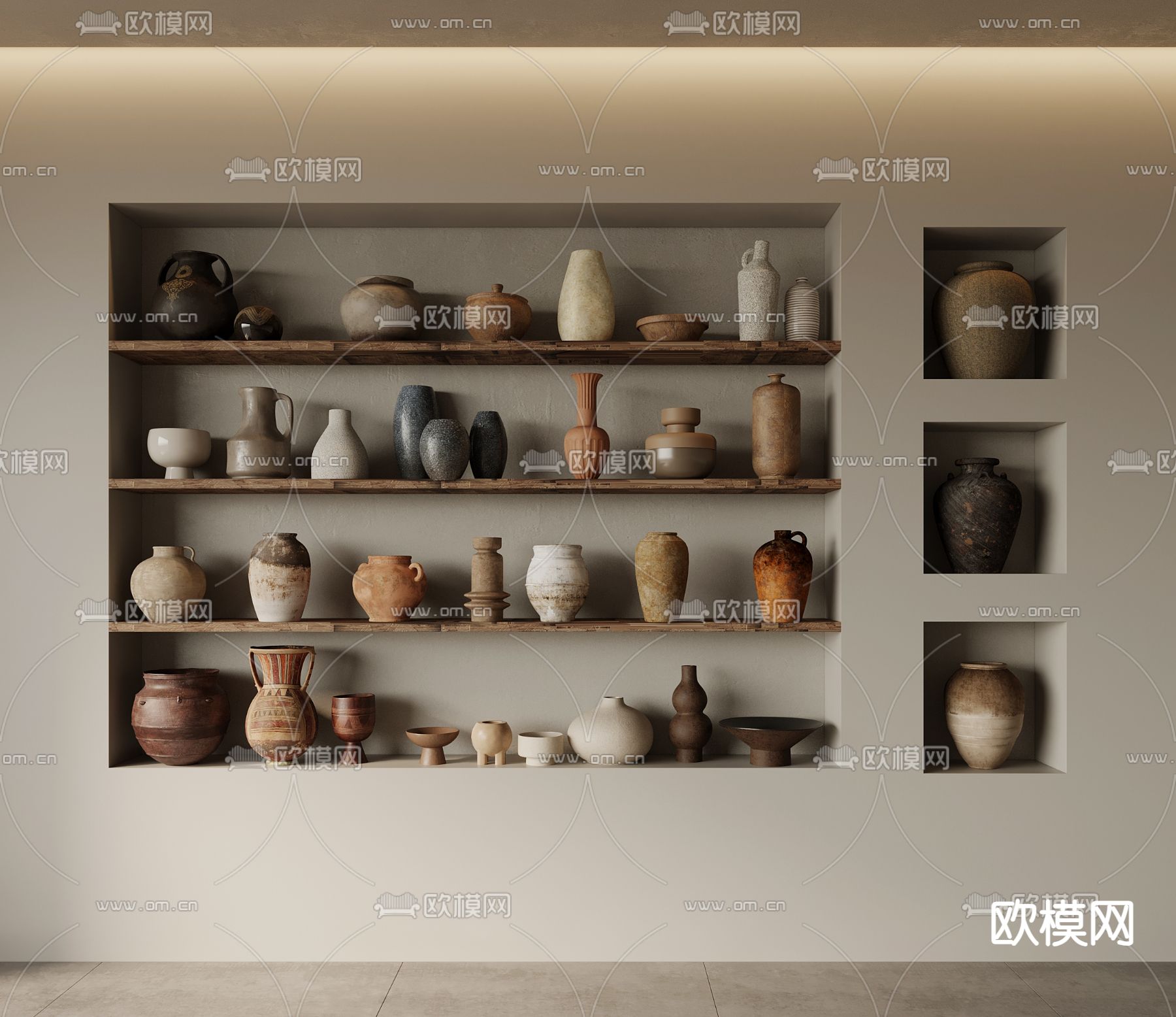 侘寂风陶罐 摆件su模型下载（渲染图2）