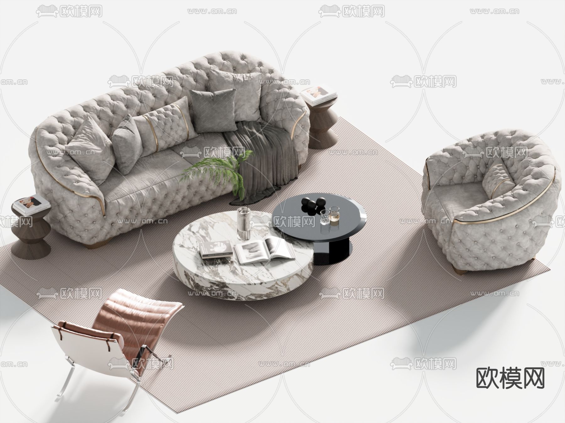 简欧组合沙发3d模型下载