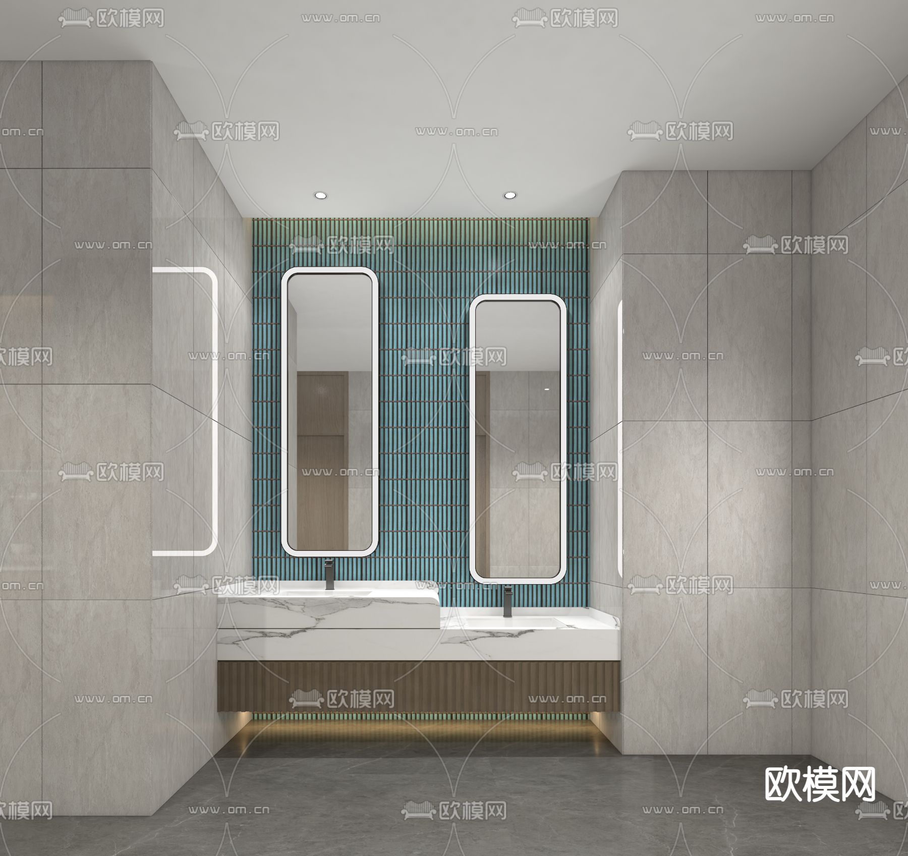 轻奢 酒店卫生间 洗手台3d模型下载（渲染图1）