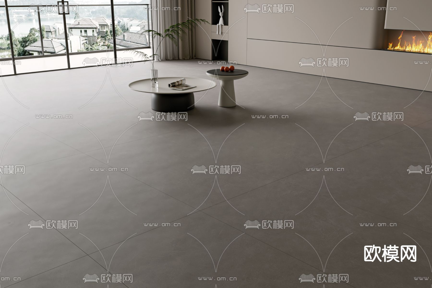 灰色微水泥 地砖 柔光砖 天鹅绒地砖3d模型下载