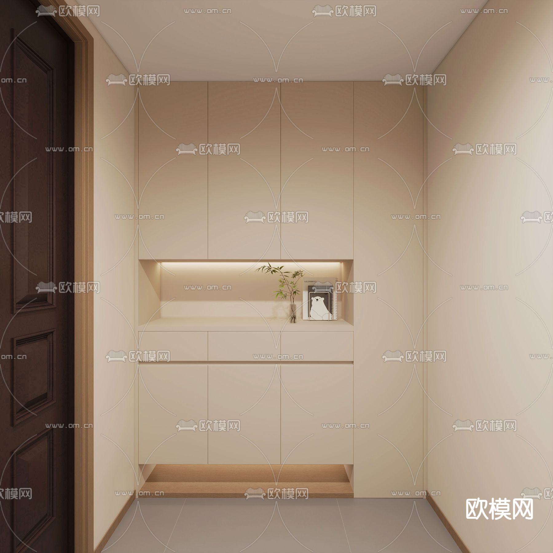 奶油风门厅 玄关过道3d模型下载