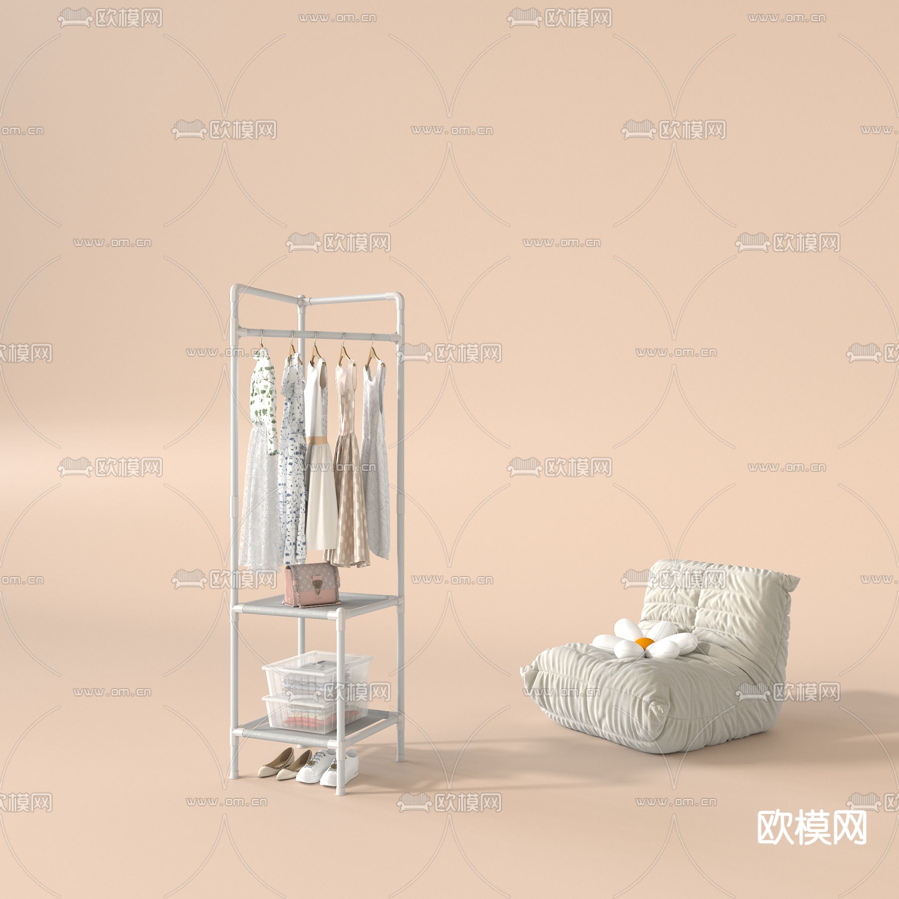 挂衣架 衣服3d模型下载
