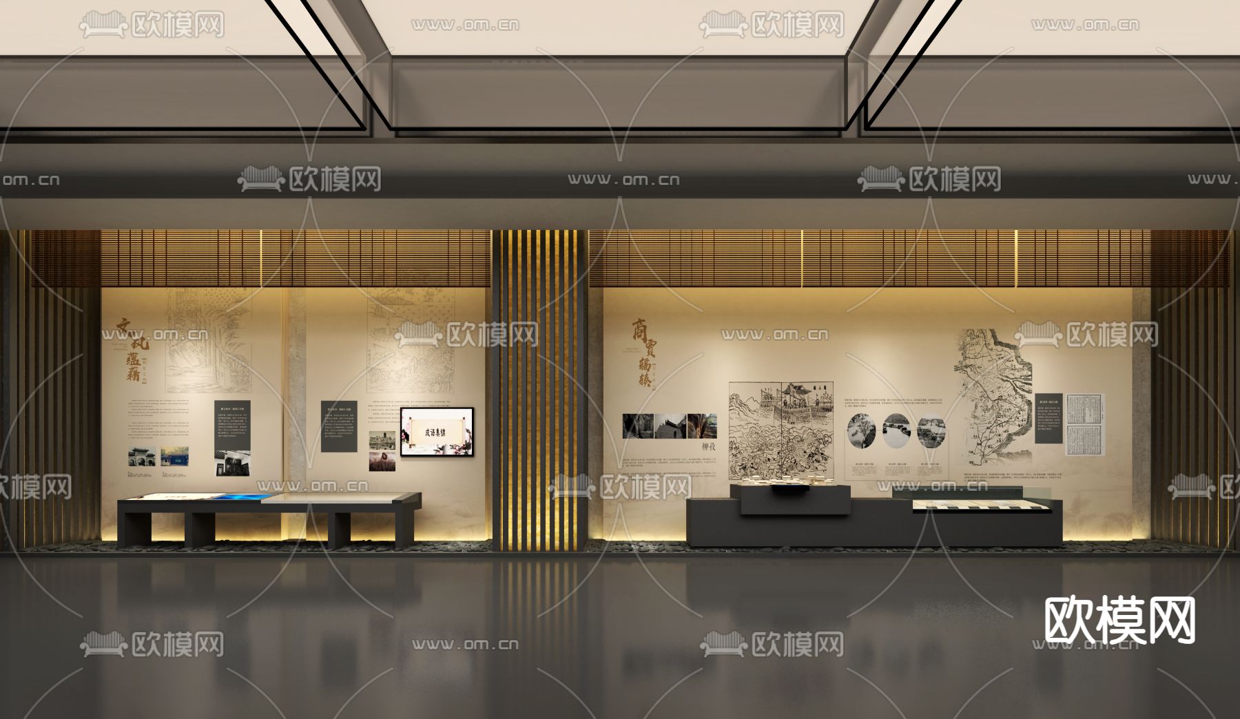 古代中式展厅3d模型下载