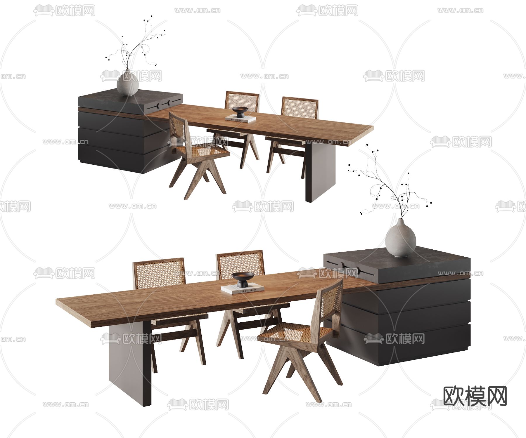 中岛餐桌椅3d模型下载