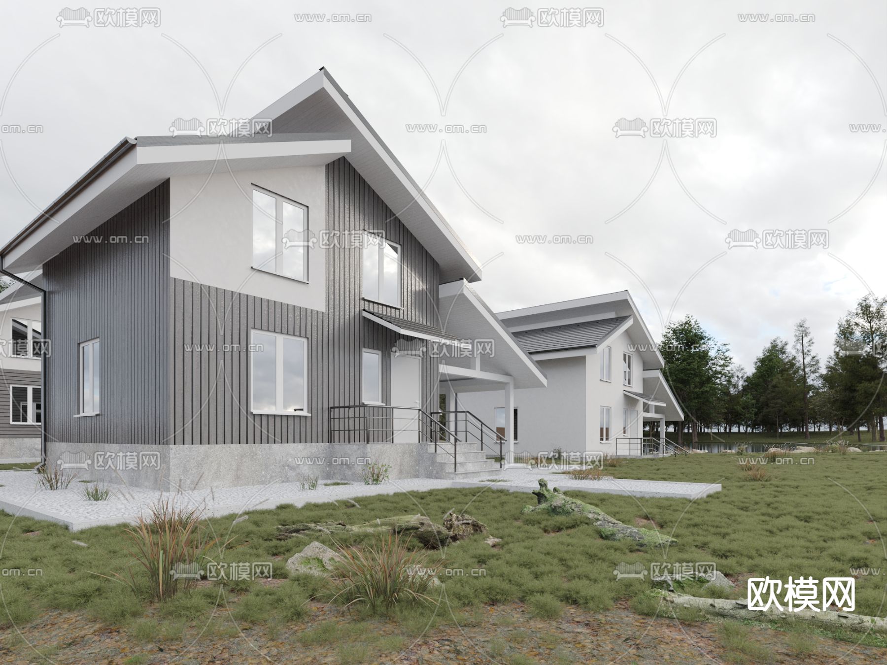 别墅外观3d模型下载