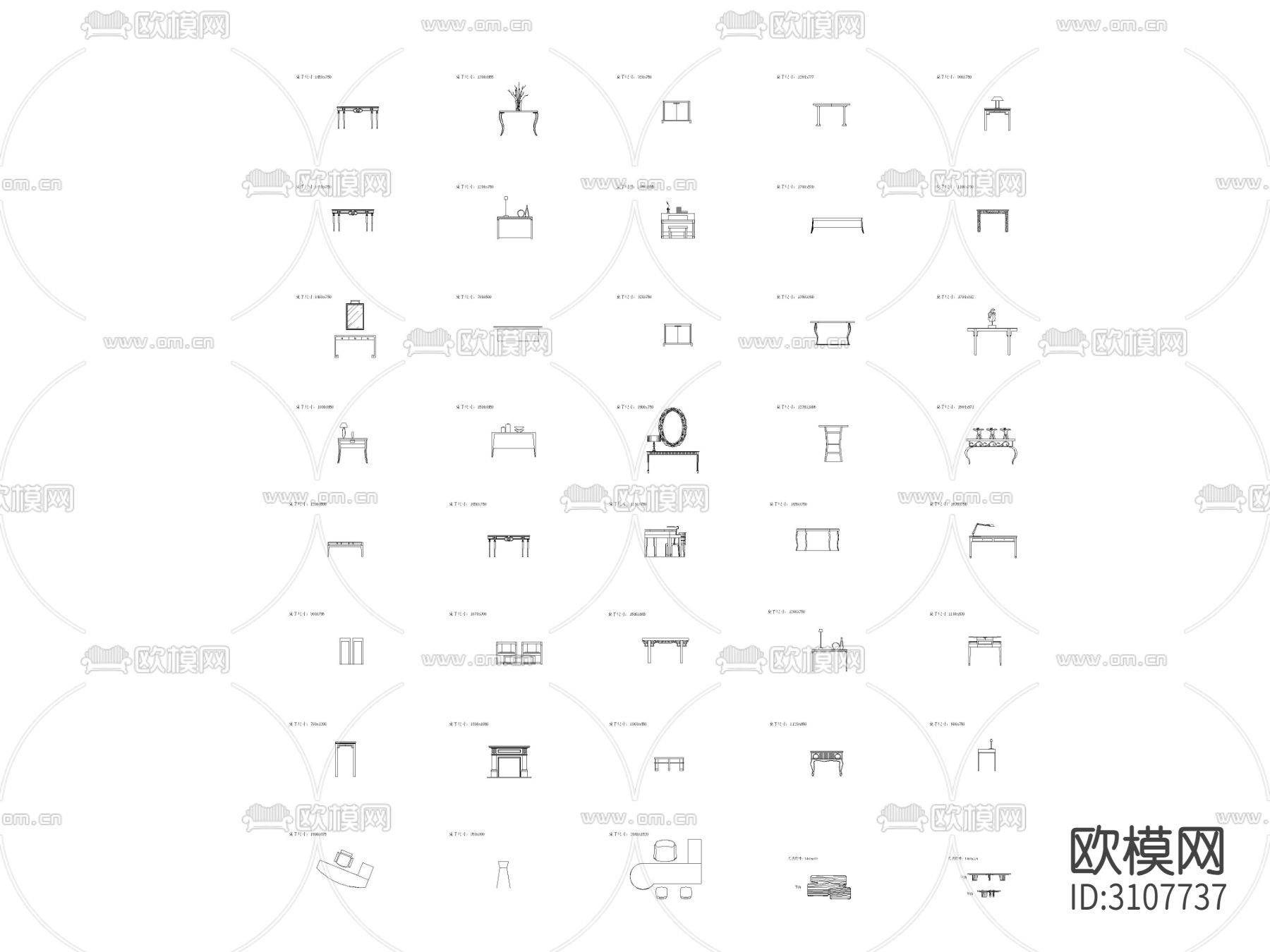 简约风吧台 茶几组合cad图库下载