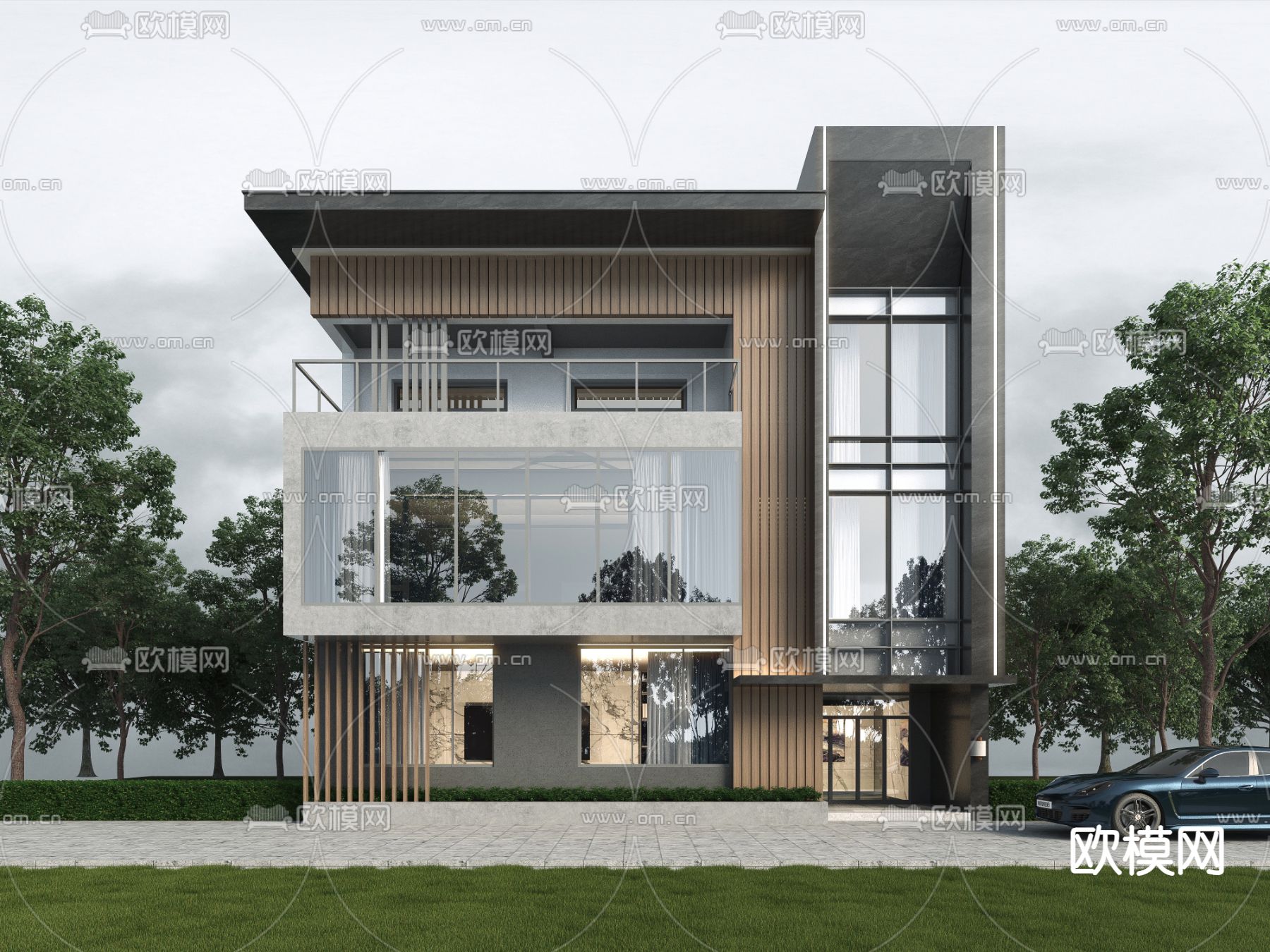 独栋别墅外观3d模型下载