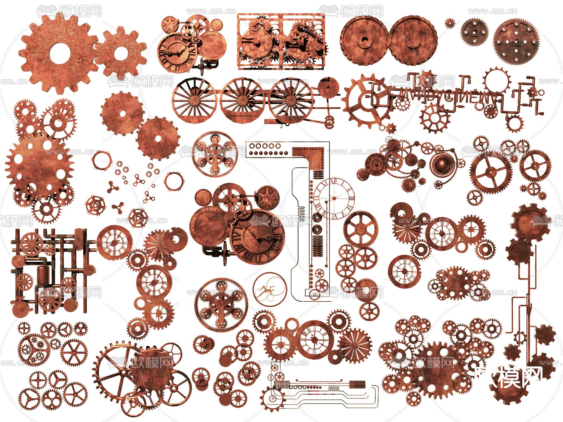 工业齿轮 发动机 齿轮雕塑3d模型下载