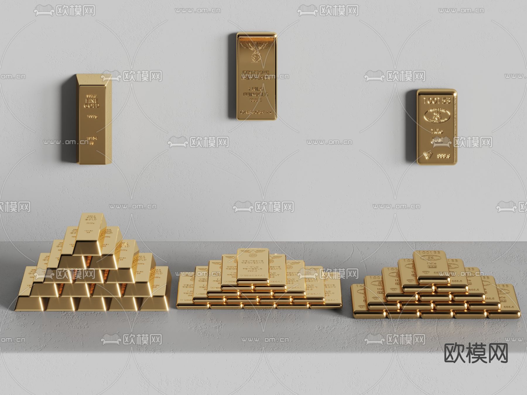黄金 金条3d模型下载