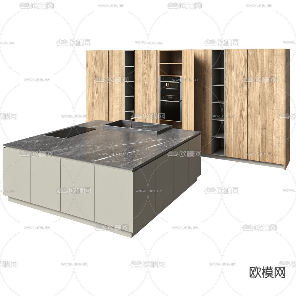 TM Italia 橱柜 岛台3d模型下载（渲染图1）