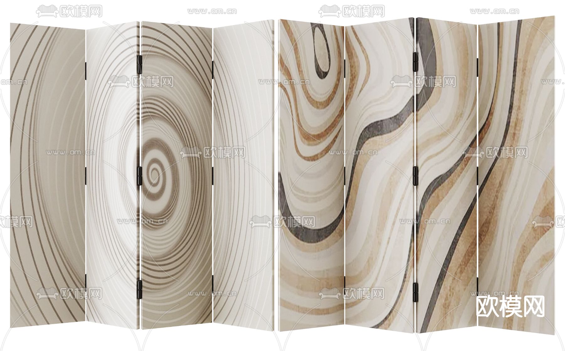 中古风屏风 隔断3d模型下载