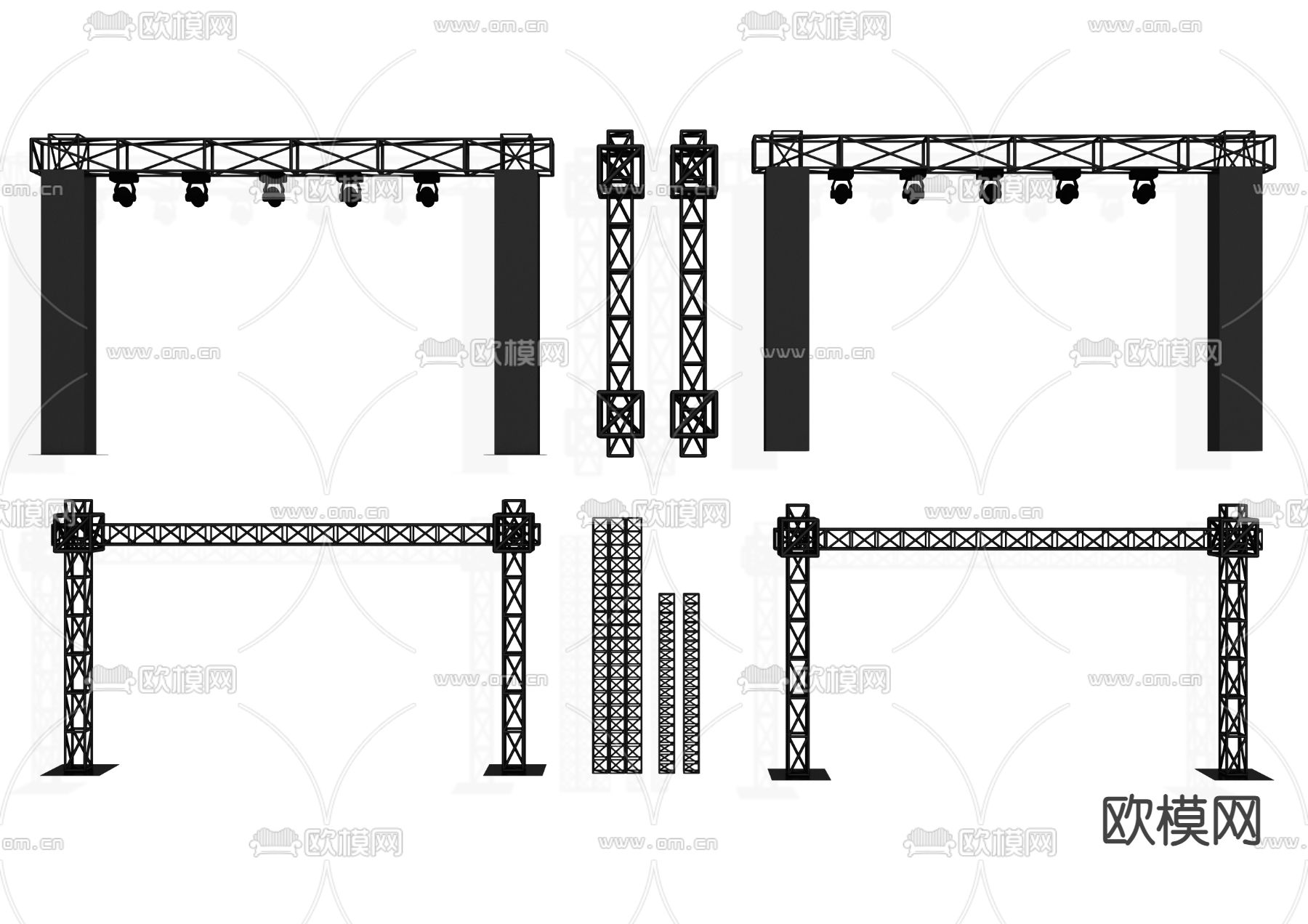 灯光架 钢架 桁架 网架 射灯 TRUSS架3d模型下载