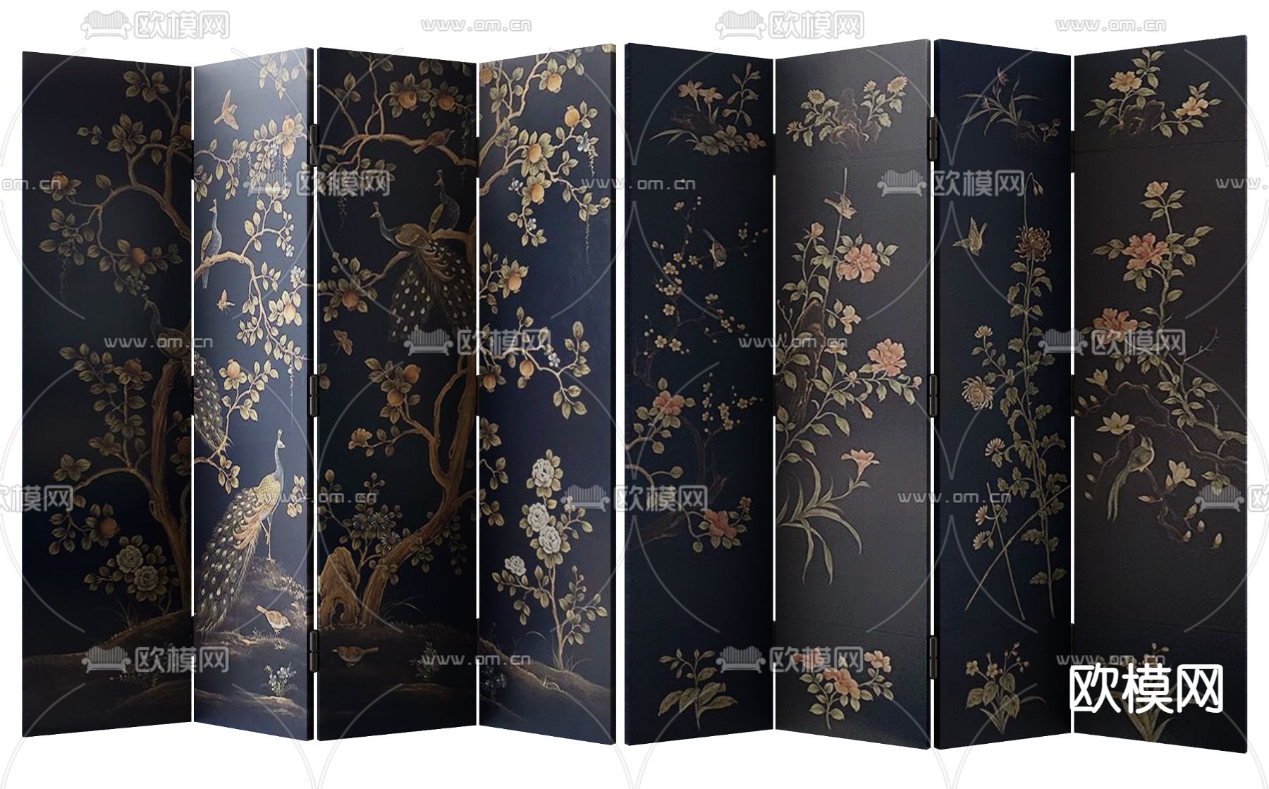 新中式屏风 隔断3d模型下载