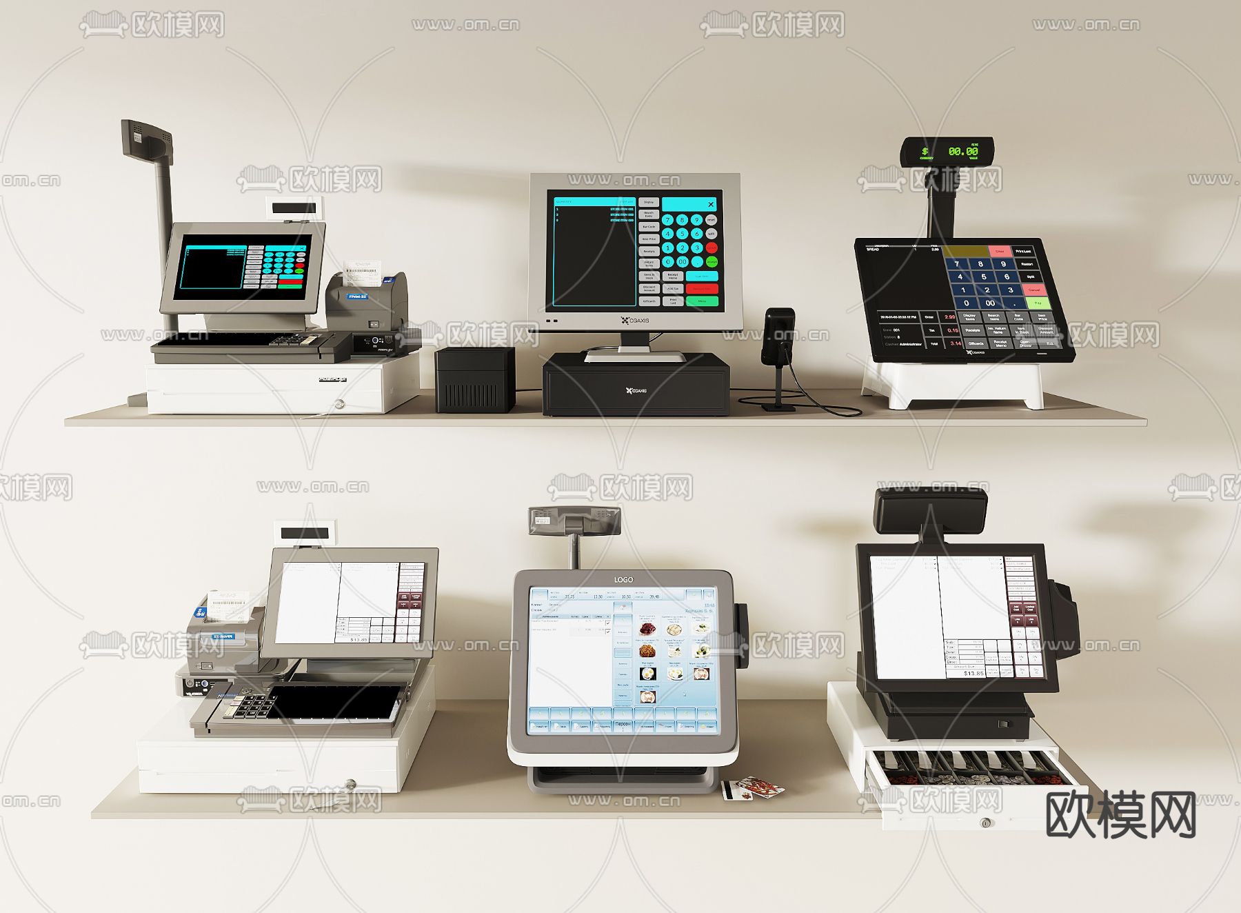 现代收银机 收款机3d模型下载