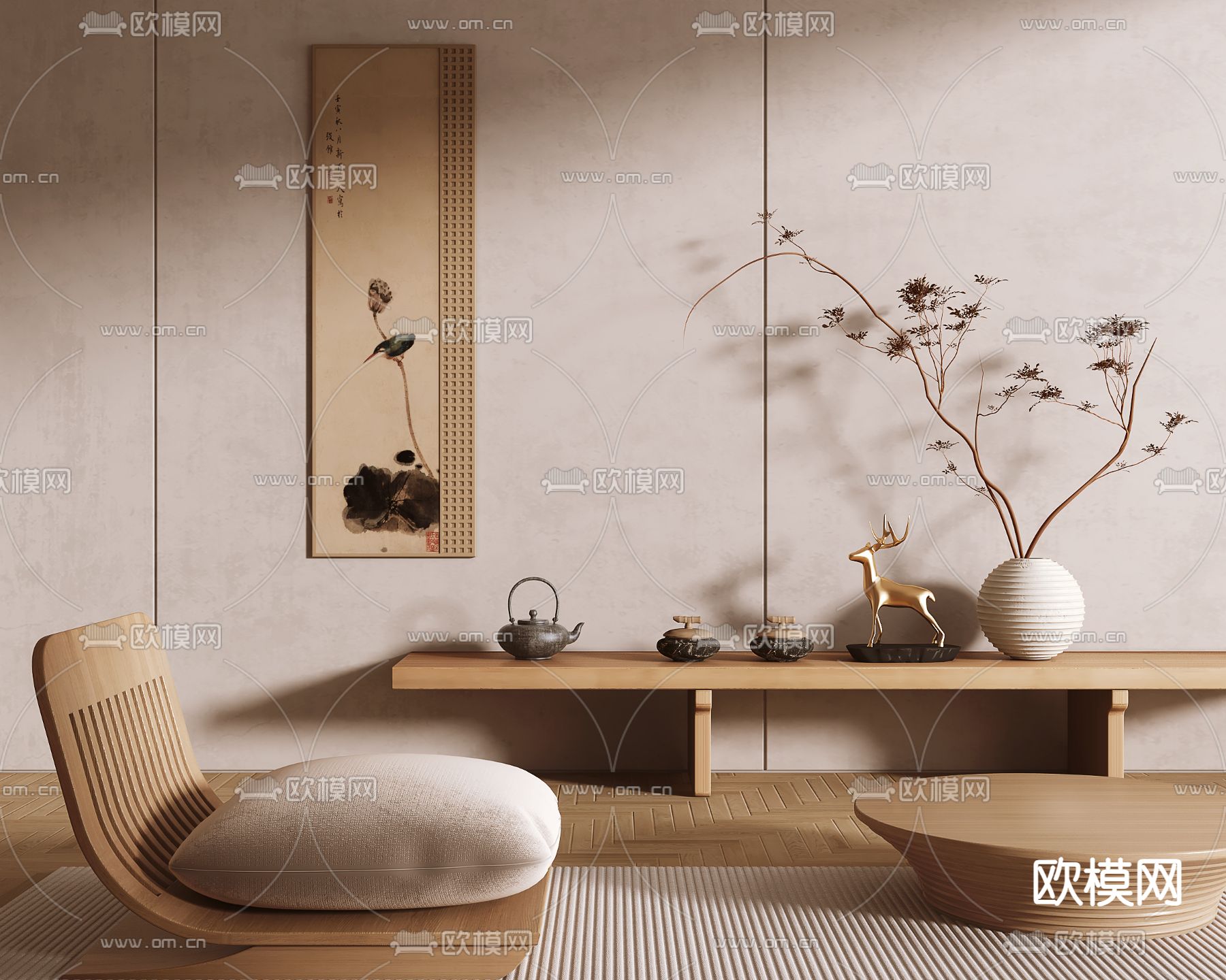 中式茶椅 榻榻米3d模型下载