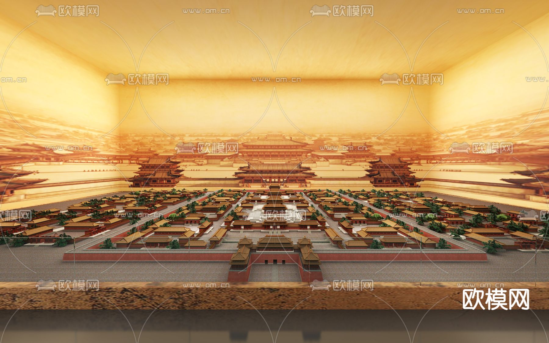 新中式展厅 故宫沙盘3d模型下载（渲染图3）