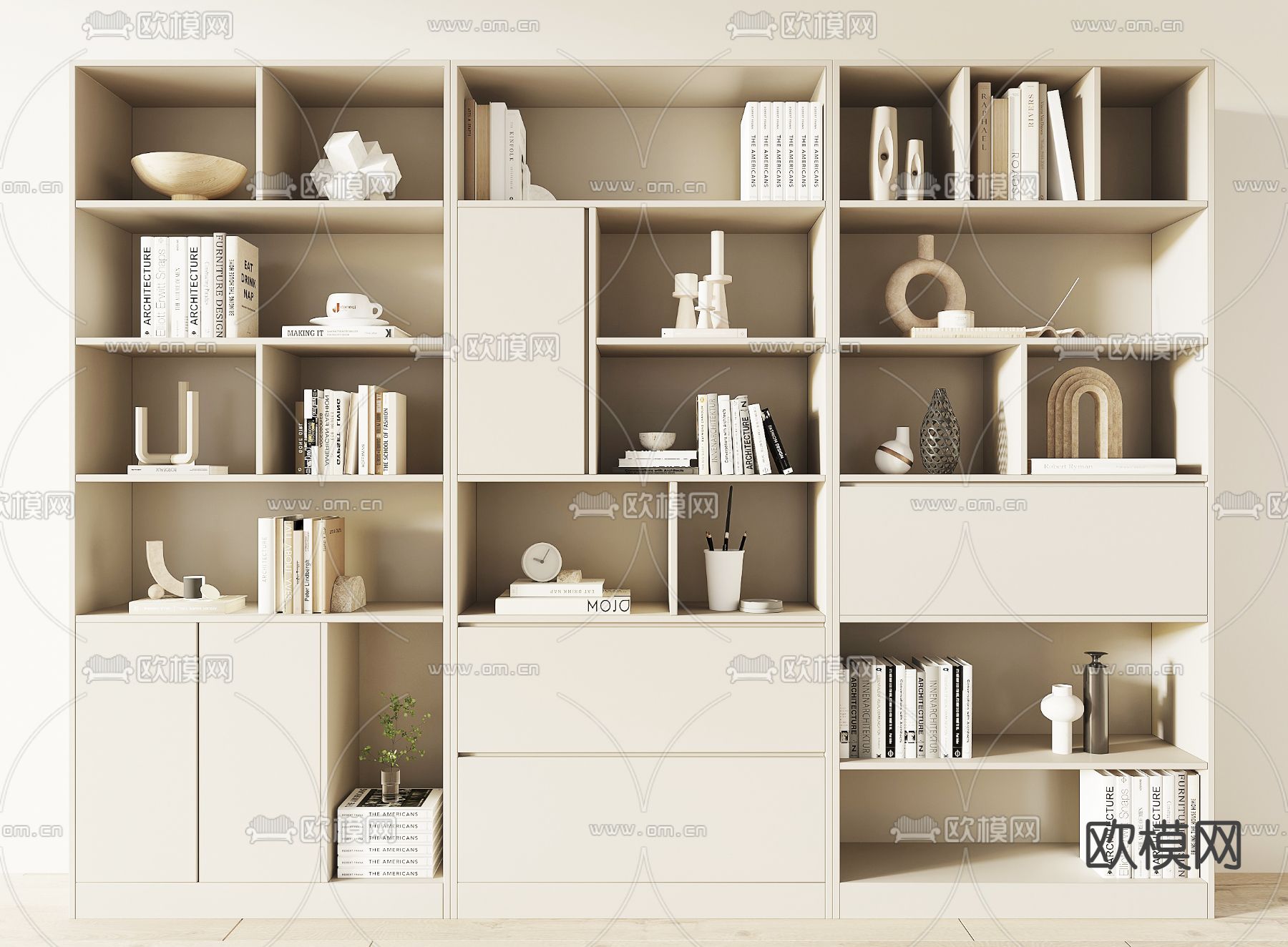 现代书柜 储物柜3d模型下载