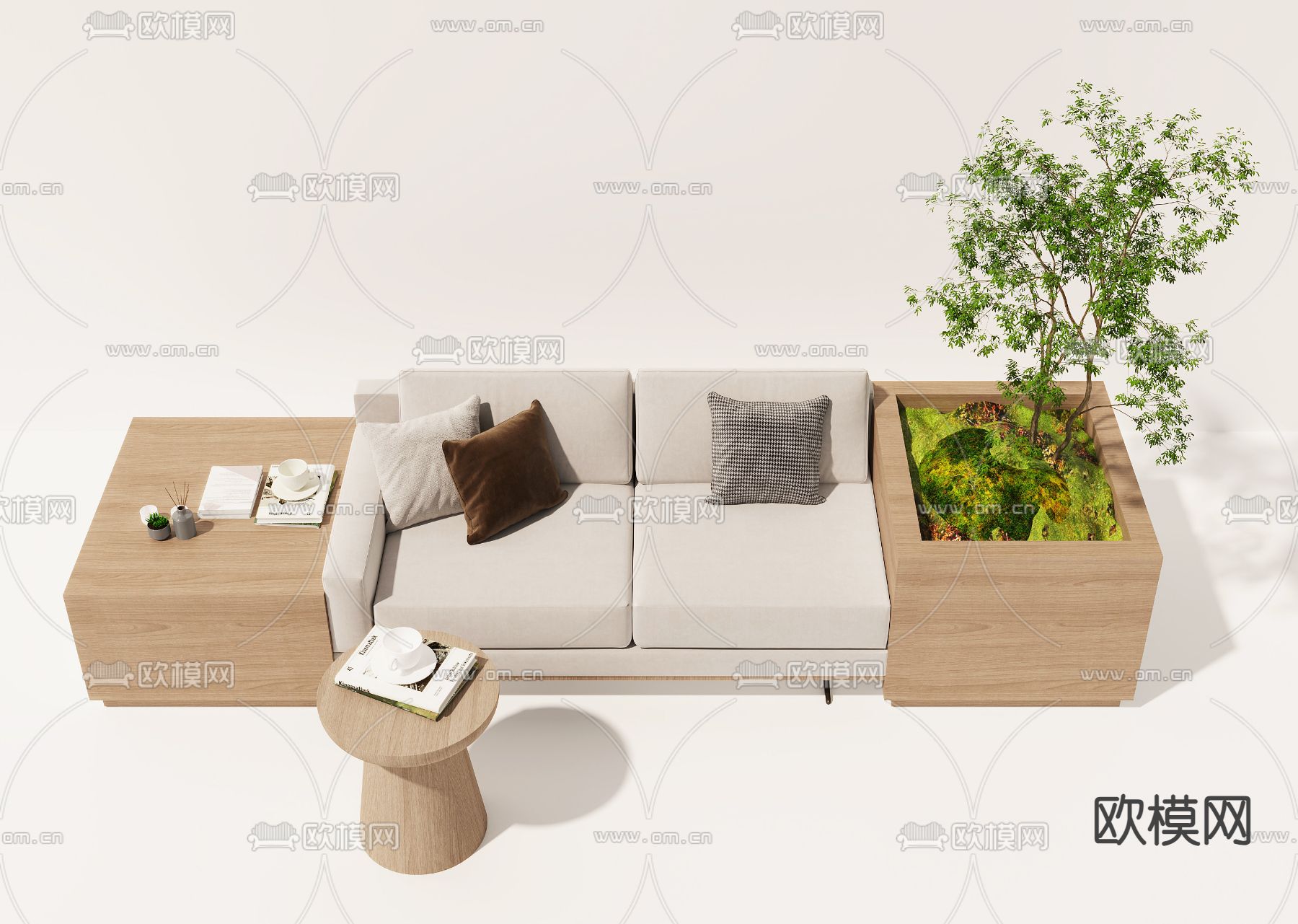 现代卡座沙发3d模型下载